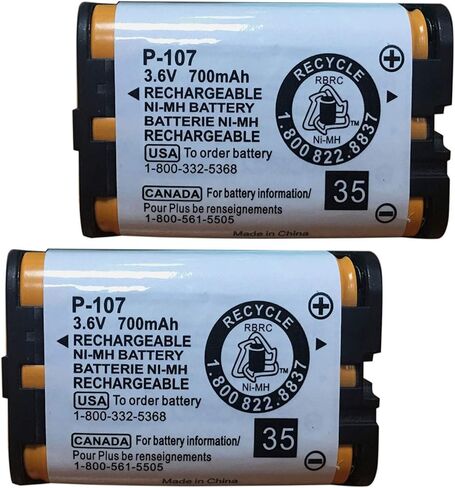 بطاريات GEILIENERGY HHRP107 القابلة لإعادة الشحن متوافقة مع هاتف باناسونيك HHR-P107 HHR-P107A HHRP107A اللاسلكي 3.6 فولت 700 مللي أمبير Ni-MH (عبوتان) in Kuwait