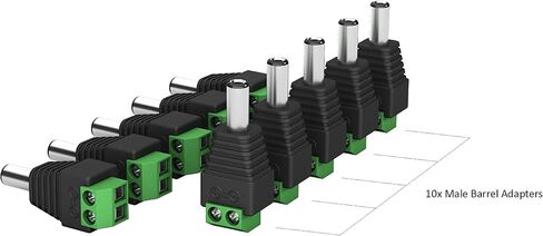 Male Barrel Connector Plug 5.5mm x 2.1mm for CCTV Cameras/Single Color LED Strips Pack of 10 pcs in Saudi Arabia