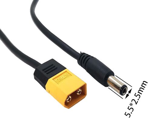 XT60 Adapter Cable XT60 Male Bullet Connector to Male DC 5.5mm x 2.5mm Power Cable for Fatshark Skyzone FPV Monitor Power in Saudi Arabia