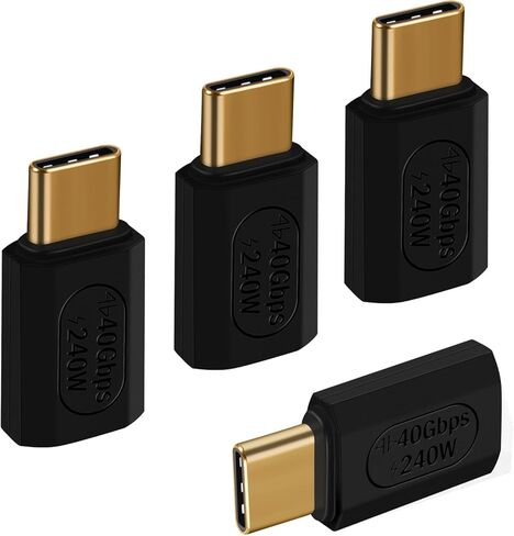 4 قطع موصل محول USB C، يدعم Thunderbolt 4/3، USB4/3، PD 240W شحن سريع، نقل بيانات 40 جيجابايت/ثانية، إخراج فيديو 8K، متوافق مع معظم أجهزة USB C. (أنثى إلى أنثى). in Kuwait