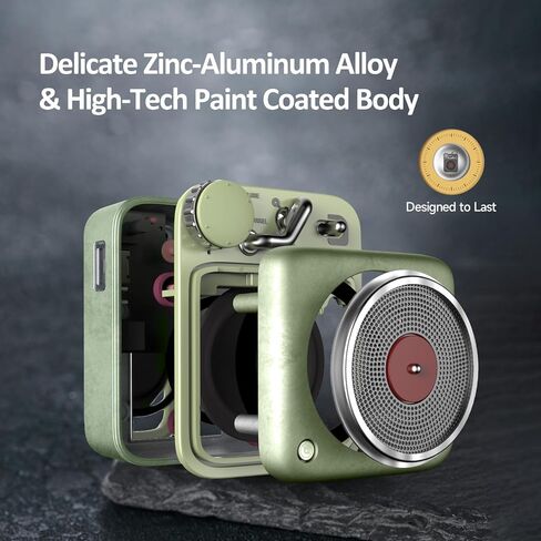 Muzen Mini Bluetooth Speaker, Button Small Cute Portable Metal Retro Wireless Speaker with Loud Volume Great Sound and Portable Lanyard & Gift Bag for Office Classic Vintage Decor in Kuwait