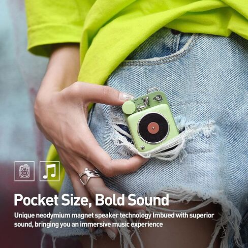 Muzen Mini Bluetooth Speaker, Button Small Cute Portable Metal Retro Wireless Speaker with Loud Volume Great Sound and Portable Lanyard & Gift Bag for Office Classic Vintage Decor in Kuwait