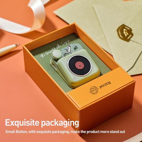 Muzen Mini Bluetooth Speaker, Button Small Cute Portable Metal Retro Wireless Speaker with Loud Volume Great Sound and Portable Lanyard & Gift Bag for Office Classic Vintage Decor in Kuwait
