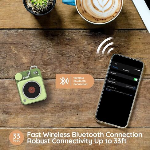 Muzen Mini Bluetooth Speaker, Button Small Cute Portable Metal Retro Wireless Speaker with Loud Volume Great Sound and Portable Lanyard & Gift Bag for Office Classic Vintage Decor in Kuwait
