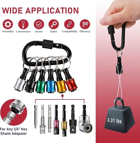Bit Holder Key Chain Tool Kit, 1/4 Bit Holder Father Day Gifts, with 3Pcs Pivot Drill Extension Bit Holder Useful Gifts for Men, Cool Gadgets for Tools & Home Improvement in Saudi Arabia
