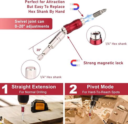 Bit Holder Key Chain Tool Kit, 1/4 Bit Holder Father Day Gifts, with 3Pcs Pivot Drill Extension Bit Holder Useful Gifts for Men, Cool Gadgets for Tools & Home Improvement in Saudi Arabia