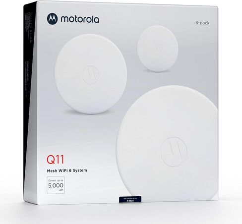 Motorola Q11 Mesh WiFi 6 Router – 3 Pack | Fast Reliable WiFi, Quick Easy Setup, Auto Security, Parental Controls, Advanced Motosync App | Replaces Router and Extender | AX3000 WiFi in Saudi Arabia