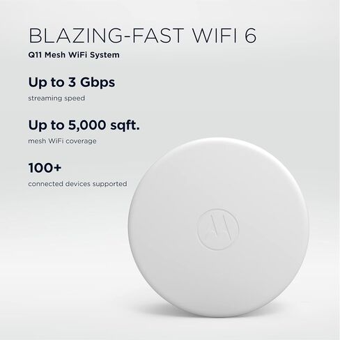 Motorola Q11 Mesh WiFi 6 Router – 3 Pack | Fast Reliable WiFi, Quick Easy Setup, Auto Security, Parental Controls, Advanced Motosync App | Replaces Router and Extender | AX3000 WiFi in Saudi Arabia