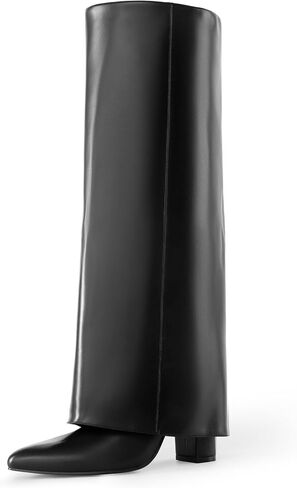 DREAM PAIRS Women's Knee High Boots Fold Over Chunky High Heels Long Boots Zipper Pointed Toe Dress Tall Boots Party Fashion Boots in Saudi Arabia
