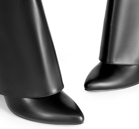 DREAM PAIRS Women's Knee High Boots Fold Over Chunky High Heels Long Boots Zipper Pointed Toe Dress Tall Boots Party Fashion Boots in Saudi Arabia