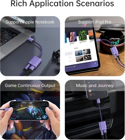 [MFI Certified] Apple Headphones with Dongle for iOS, 2-in-1 Lightning to 3.5mm Headphone Jack + Fast Charge Adapter Auxiliary Audio Splitter for iPhone 14 13 12 11 Pro Max Mini XR XS 8 iPad iPod in Saudi Arabia
