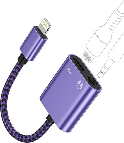 [معتمدة من MFI] سماعات رأس Apple مع دونجل لنظام iOS، مقبس سماعة رأس 2 في 1 Lightning إلى 3.5 ملم + محول شحن سريع مساعد مقسم صوت لهاتف iPhone 14 13 12 11 Pro Max Mini XR XS 8 iPad iPod in Kuwait