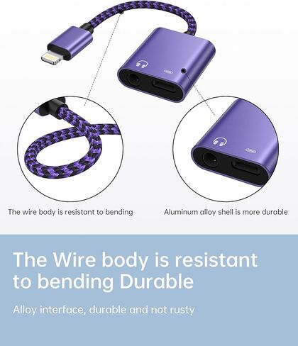 [معتمدة من MFI] سماعات رأس Apple مع دونجل لنظام iOS، مقبس سماعة رأس 2 في 1 Lightning إلى 3.5 ملم + محول شحن سريع مساعد مقسم صوت لهاتف iPhone 14 13 12 11 Pro Max Mini XR XS 8 iPad iPod in Kuwait