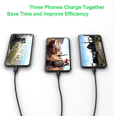 كابل شحن USB عالمي متعدد 3 في 1، محول سلك شحن مجدول من النايلون 3M/10FT مع موصلات Lightning+Type-C+Micro USB لأجهزة Android/iPhone/Apple/iOS/Samsung/Pad Pro/XiaoMi/Huawei (أسود) in Saudi Arabia