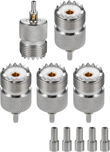 5 قطع SO-239 UHF أنثى موصلات 50 أوم SO239 أنثى جاك تجعيد RF موصل محوري محول لRG174 RG316 كابل محوري منخفض الخسارة متوافق مع راديو هام in Kuwait