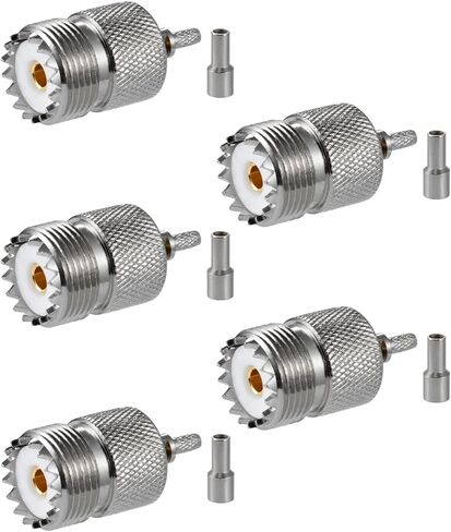 5 قطع SO-239 UHF أنثى موصلات 50 أوم SO239 أنثى جاك تجعيد RF موصل محوري محول لRG174 RG316 كابل محوري منخفض الخسارة متوافق مع راديو هام in Kuwait