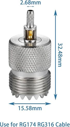 5 قطع SO-239 UHF أنثى موصلات 50 أوم SO239 أنثى جاك تجعيد RF موصل محوري محول لRG174 RG316 كابل محوري منخفض الخسارة متوافق مع راديو هام in Kuwait