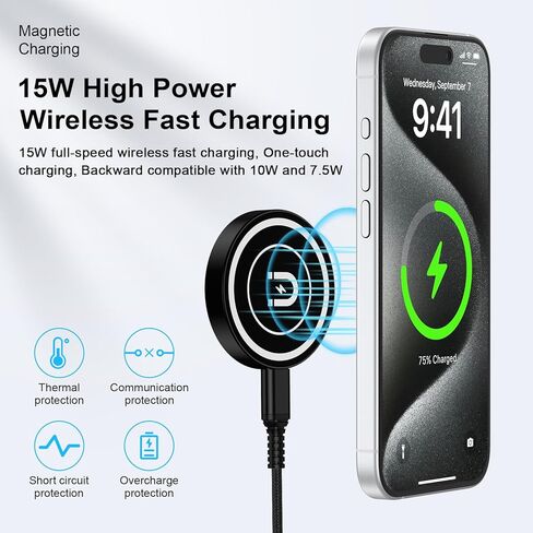 شاحن لاسلكي سريع لهاتف Samsung Android لوحة شحن لهاتف Samsung Galaxy S24 Ultra/S23/S22/S21/S10، شاحن لاسلكي مغناطيسي Magsafe مسند لهاتف iPhone 15 Pro Max Plus/14/13/12 in Kuwait