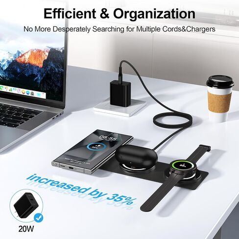 Wireless Charger Samsung Fast Charging Pad, 15W 3 in 1 Foldable Travel Android Wireless Charger Phone Charging Station for Samsung Galaxy S24/S24+/S24 Ultra/S23 FE/S22/S21/S20, Watch 6 Classic, Buds in Saudi Arabia