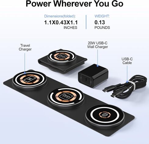 Wireless Charger Samsung Fast Charging Pad, 15W 3 in 1 Foldable Travel Android Wireless Charger Phone Charging Station for Samsung Galaxy S24/S24+/S24 Ultra/S23 FE/S22/S21/S20, Watch 6 Classic, Buds in Saudi Arabia