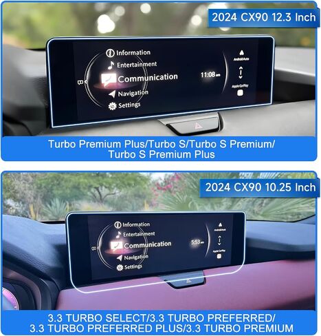 SXCY for 2024 Mazda CX-90/2025 CX-70 Accessories for 2024 Mazda CX90 2025 CX70 Touch Display Screen Protector 12.3 Inch[2PCS Nano Soft][With Hole] in Kuwait