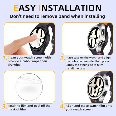 Screen Protector Compatible with Samsung Galaxy Watch 7 40mm, 【5+5 Pack】 HD Tempered Glass Protective Film and Hard PC Bumper Case for Samsung Galaxy Watch 7, Face Cover for Samsung Watch 7 40mm in Saudi Arabia
