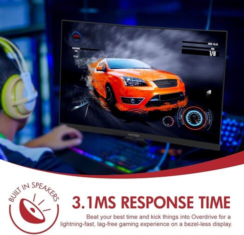 شاشة الألعاب المنحنية Viotek GNV27CB 165 هرتز مقاس 27 بوصة | 1920x1080p مع تباين 3,000:1 | فري سينك | 1x DP، 1x HDMI، مكبرات الصوت | فيسا | 3 سنوات صفر بكسل ميت in Kuwait