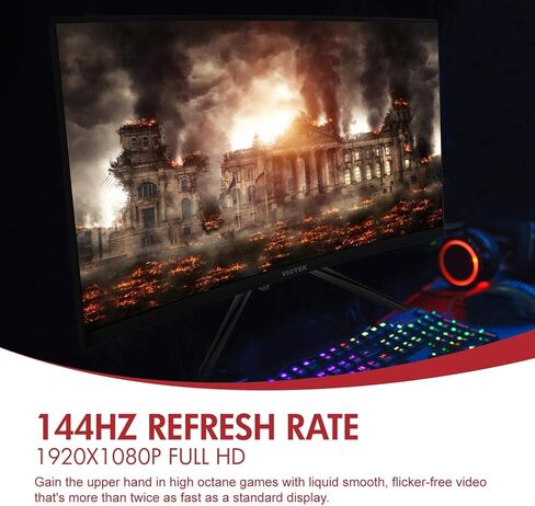 شاشة الألعاب المنحنية Viotek GNV27CB 165 هرتز مقاس 27 بوصة | 1920x1080p مع تباين 3,000:1 | فري سينك | 1x DP، 1x HDMI، مكبرات الصوت | فيسا | 3 سنوات صفر بكسل ميت in Kuwait