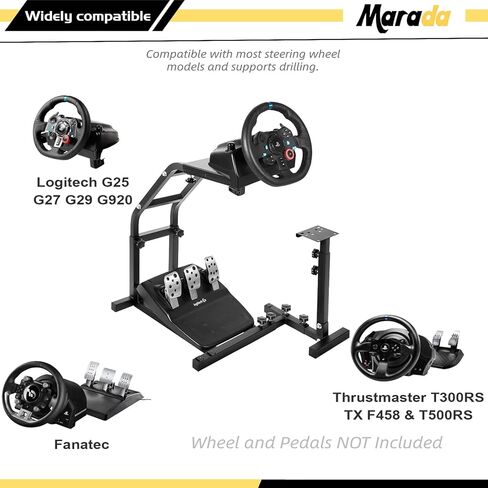 حامل عجلة قيادة Marada Compact Racing مع دعم محاكي V2 يناسب Logitech/Thrustmaster/PXN G27 G29 G920 G923 T248 T300RS GT R5 Sim Stand بدون عجلة، دواسة (حامل فقط) in Kuwait