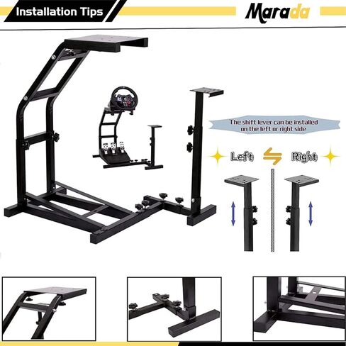 حامل عجلة قيادة Marada Compact Racing مع دعم محاكي V2 يناسب Logitech/Thrustmaster/PXN G27 G29 G920 G923 T248 T300RS GT R5 Sim Stand بدون عجلة، دواسة (حامل فقط) in Kuwait
