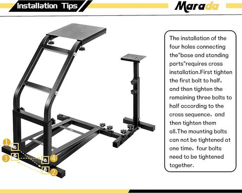 حامل عجلة قيادة Marada Compact Racing مع دعم محاكي V2 يناسب Logitech/Thrustmaster/PXN G27 G29 G920 G923 T248 T300RS GT R5 Sim Stand بدون عجلة، دواسة (حامل فقط) in Kuwait