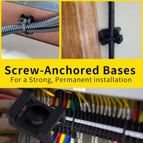100PCS Cable Tie Mounts, Zip Tie Mounts with 5mm Screw Holes, Wire Holder for Zip Tie Mounts, Permanently Anchor to Wall, Desk or Baseboard in Saudi Arabia