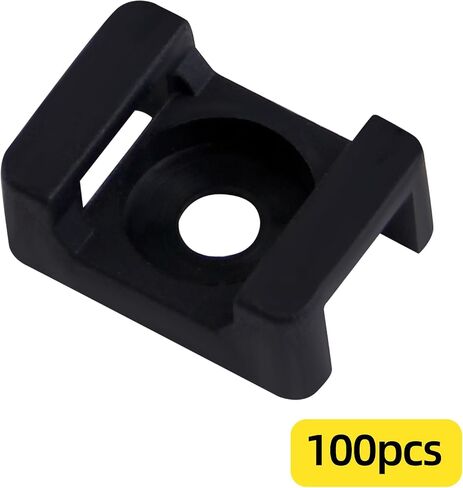100PCS Cable Tie Mounts, Zip Tie Mounts with 5mm Screw Holes, Wire Holder for Zip Tie Mounts, Permanently Anchor to Wall, Desk or Baseboard in Saudi Arabia