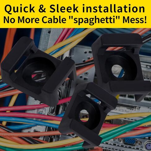 100PCS Cable Tie Mounts, Zip Tie Mounts with 5mm Screw Holes, Wire Holder for Zip Tie Mounts, Permanently Anchor to Wall, Desk or Baseboard in Saudi Arabia