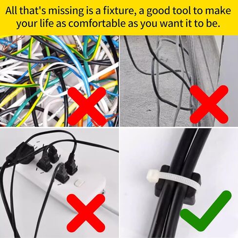 100PCS Cable Tie Mounts, Zip Tie Mounts with 5mm Screw Holes, Wire Holder for Zip Tie Mounts, Permanently Anchor to Wall, Desk or Baseboard in Saudi Arabia