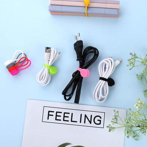 Giantree Magnetic Cable Ties, 10 Pack Reusable Silicone Magnetic Cord Twist Ties, Magnet Strap Ties for Charging Wire Organizer Earphone Cords Wrap Fridge Magnets Storage or Travel(Multicolor) in Saudi Arabia