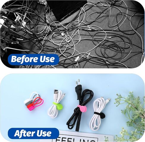 Giantree Magnetic Cable Ties, 10 Pack Reusable Silicone Magnetic Cord Twist Ties, Magnet Strap Ties for Charging Wire Organizer Earphone Cords Wrap Fridge Magnets Storage or Travel(Multicolor) in Saudi Arabia