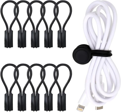 Giantree Magnetic Cable Ties, 10 Pack Reusable Silicone Magnetic Cord Twist Ties, Magnet Strap Ties for Charging Wire Organizer Earphone Cords Wrap Fridge Magnets Storage or Travel(Multicolor) in Saudi Arabia
