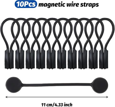Giantree Magnetic Cable Ties, 10 Pack Reusable Silicone Magnetic Cord Twist Ties, Magnet Strap Ties for Charging Wire Organizer Earphone Cords Wrap Fridge Magnets Storage or Travel(Multicolor) in Saudi Arabia