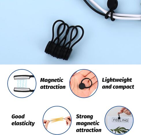 Giantree Magnetic Cable Ties, 10 Pack Reusable Silicone Magnetic Cord Twist Ties, Magnet Strap Ties for Charging Wire Organizer Earphone Cords Wrap Fridge Magnets Storage or Travel(Multicolor) in Saudi Arabia