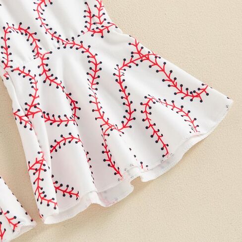 Lesimsam Newborn Baby Girl Baseball Outfit Love Short Sleeve Romper Flared Pants Headband Set 3Pcs Summer Outfits in Saudi Arabia