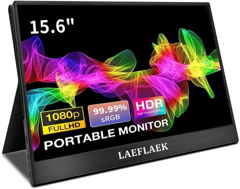 شاشة محمولة، 15.6 بوصة 1080 بيكسل للكمبيوتر المحمول، موسع شاشة HDMI USB-C للسفر HDR لعرض أجهزة الكمبيوتر الشخصية وأجهزة Mac والهواتف PS5 Xbox Switch مع غطاء ذكي in Saudi Arabia