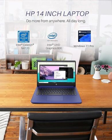 كمبيوتر محمول HP أحدث مقاس 14 بوصة للأعمال الطلابية، Intel Quad-Core N4120، ذاكرة الوصول العشوائي 16 جيجابايت، تخزين 320 جيجابايت (64 جيجابايت eMMC + 256 جيجابايت Micro SD)، Microsoft 365 لمدة عام، Windows 11 Pro، سلسلة Stream، كاميرا ويب، WiFi، خفيف للغا in Saudi Arabia