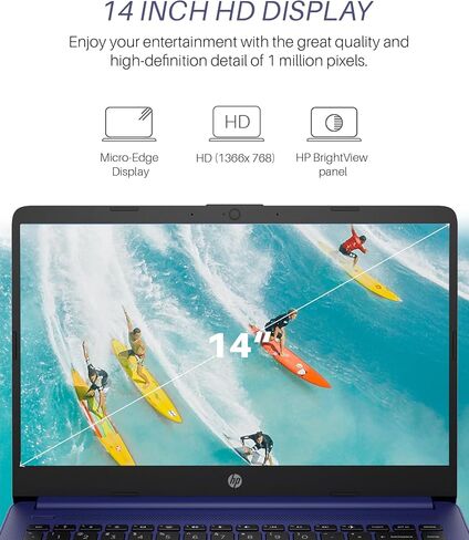 كمبيوتر محمول HP أحدث مقاس 14 بوصة للأعمال الطلابية، Intel Quad-Core N4120، ذاكرة الوصول العشوائي 16 جيجابايت، تخزين 320 جيجابايت (64 جيجابايت eMMC + 256 جيجابايت Micro SD)، Microsoft 365 لمدة عام، Windows 11 Pro، سلسلة Stream، كاميرا ويب، WiFi، خفيف للغا in Saudi Arabia
