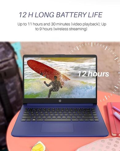 كمبيوتر محمول HP أحدث مقاس 14 بوصة للأعمال الطلابية، Intel Quad-Core N4120، ذاكرة الوصول العشوائي 16 جيجابايت، تخزين 320 جيجابايت (64 جيجابايت eMMC + 256 جيجابايت Micro SD)، Microsoft 365 لمدة عام، Windows 11 Pro، سلسلة Stream، كاميرا ويب، WiFi، خفيف للغا in Saudi Arabia