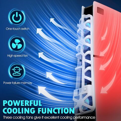 Seltureone PS5 Slim 3-Speed Silent Cooling Fan with LED Light Effect (3-speed Adjustable), PS5 Fan Cooling Fan with USB Connector for Sony PS5 Digital/Disc Version (Black) in Saudi Arabia