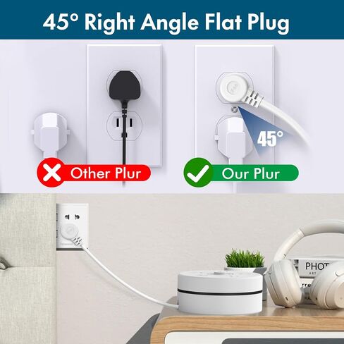 شريط طاقة بقابس مسطح بطول 5 أقدام مع USB، سلك تمديد قابل للسحب مع 4 منافذ موسع ومنفذين USB، شريط طاقة محمول للسفر/المنزل/المكتب، أبيض in Saudi Arabia