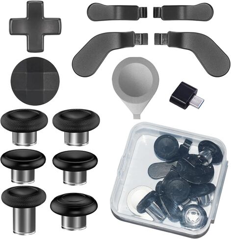 13 in 1 Elite Controller Paddles for Xbox Elite Series 2 Core Controllers Component Set with 6 Metal Thumbsticks & Tool, 2 D-Pads, 4 Paddles for Xbox Elite Series 2 (Black) Type-C Convertor in Saudi Arabia
