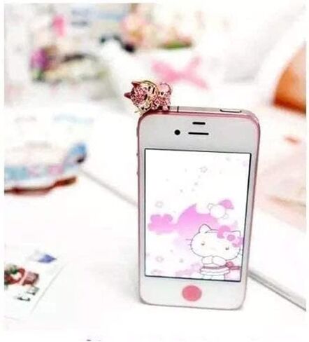 Pink Sparkling Crystal Cat Dust Plug-Earphone Jack Accessories Ear Jack(with Cutely Gift Box) Sturdy and Practical with Flexible Head/Cell Charms/Dust Plug/Ear Jack 3.5mm in Saudi Arabia