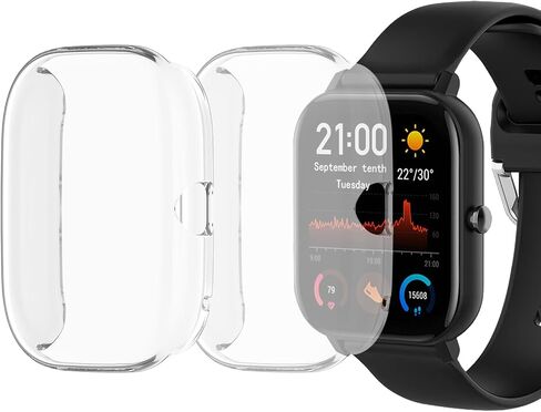 2 Pack Watch Screen Protector Case, Hard PC+TPU Ultra-Thin HD Full Coverage Bumper Scratch Resistance Drop-Proof with Screen Protector Compatible for Amazfit GTS 4 Mini [Clear] in Saudi Arabia